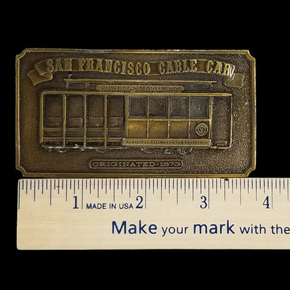 Vintage 1976 Bergamot Brass Works San‎ Francisco Cable Car Belt Buckle USA Made
